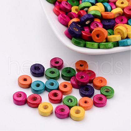 Lead Free Flat Round Natural Wood Beads X-YTB021-1