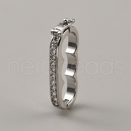 Brass Micro Pave Clear Cubic Zirconia Peanut Enhancer Clasps FIND-WH0139-238P-1