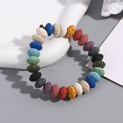 Unisex Natural Lava Rock Beaded Bracelets ZB3555-1-1