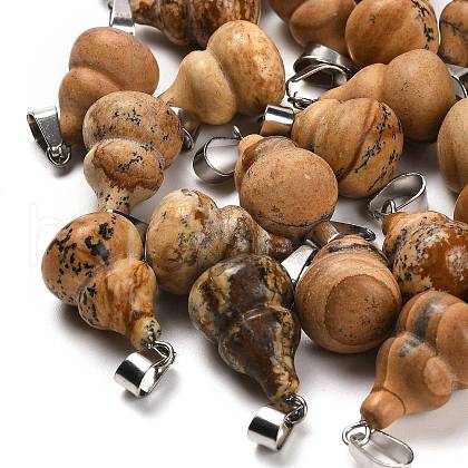 Natural Picture Jasper Pendants G-B127-03P-13-1