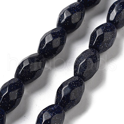 Synthetic Blue Goldstone Beads Strands G-P520-C25-01-1