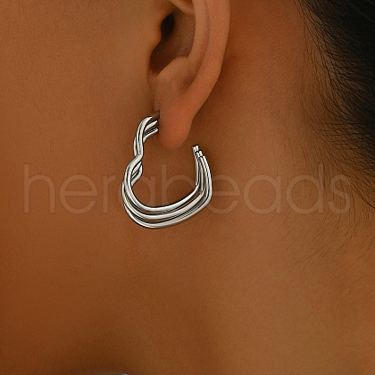Vintage Multi-layered Heart Stainless Steel Stud Earrings KW0694-2-1