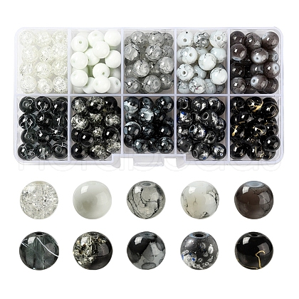 10 Style Spray Painted & Drawbench Transparent & Baking Painted Glass Beads GLAA-YW0001-26C-1