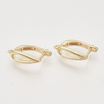 Brass Hoop Earring Findings with Latch Back Closure KK-T048-020G-NF-1