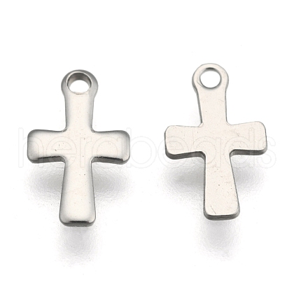 Tarnish Resistant 304 Stainless Steel Tiny Cross Charms STAS-E104-34P-1