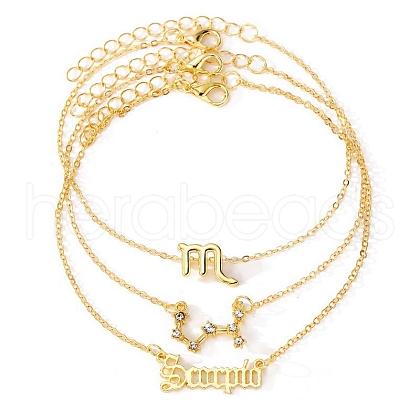 3Pcs Alloy Rhinestones Anklets AJEW-S083-01G-09-1
