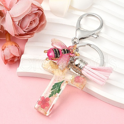 Resin & Acrylic & Faux Suede Tassel Keychain KEYC-YW00125-20-1