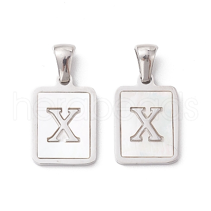 304 Stainless Steel Pave Shell Pendants STAS-G327-01P-X-1