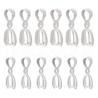 BENECREAT 12Pcs 2 Size 925 Sterling Silver Ice Pick Pinch Bails STER-BC0001-62-1