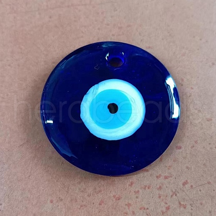 Blue Glass Evil Eye Pendants GLAA-TAC0012-18B-1
