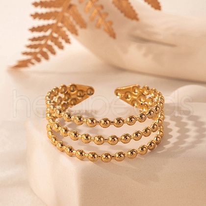 Three-layer 304 Stainless Steel Cuff Bangles for Women BJEW-U032-08G-1