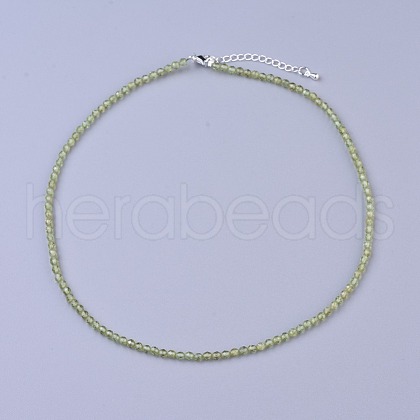 Natural Peridot Beaded Necklaces NJEW-K114-A-A17-1