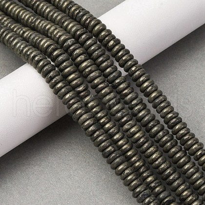 Natural Pyrite Beads Strands G-L624-H16-6x2mm-1