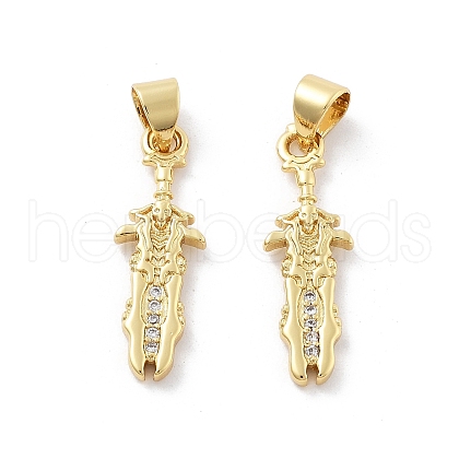 Brass Micro Pave Cubic Zirconia Pendants KK-Z098-05G-1