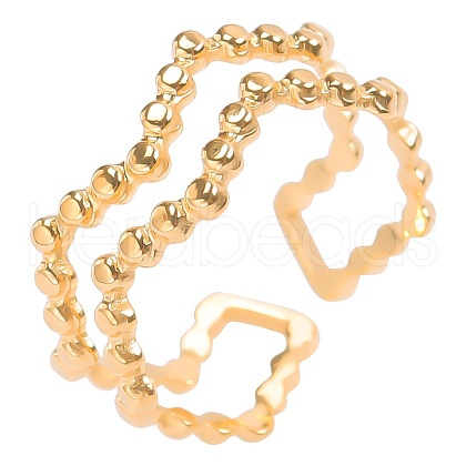 Fashionable Stainless Steel Wave Open Cuff Ring for Women Men KN0224-2-1