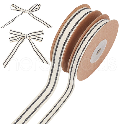 WADORN 2 Rolls 2 Styles Cotton Striped Ribbons OCOR-WR0001-56B-1