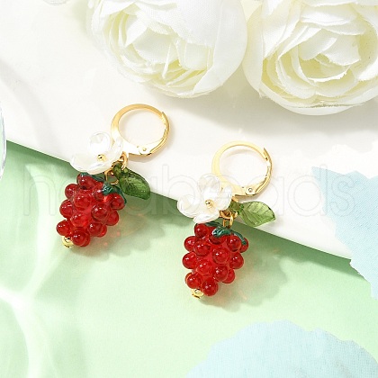 Handmade Lampwork Hoop Earrings EJEW-TA00657-1
