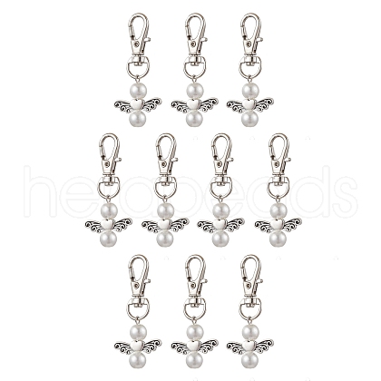 10Pcs Angel Glass Pearl Pendant Decorations HJEW-JM02672-01-1