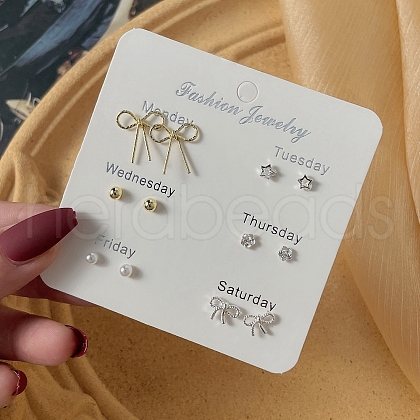 6 Pairs Anti-Tarnish Exquisite 925 Sterling Silver Stud Earrings Sets for Girls Women WG93702-05-1