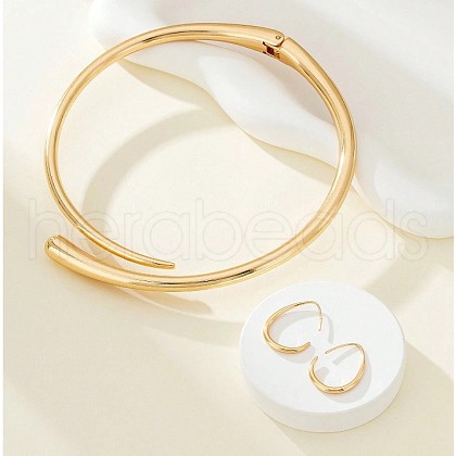 Teardrop Alloy Necklaces & Cuff Earring Sets FS-WGCF282-01-1