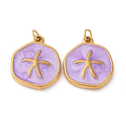 304 Stainless Steel Enamel Pendants STAS-U061-33G-B02-1