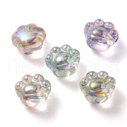 UV Plating Rainbow Iridescent Acrylic Beads OACR-P010-18-1