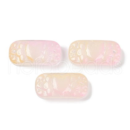 Spray Painted Transparent Glass Connector Charms GLAA-H035-06B-1