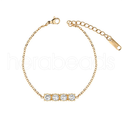 Rectangle Cubic Zirconia Link Bracelets HU1791-3-1