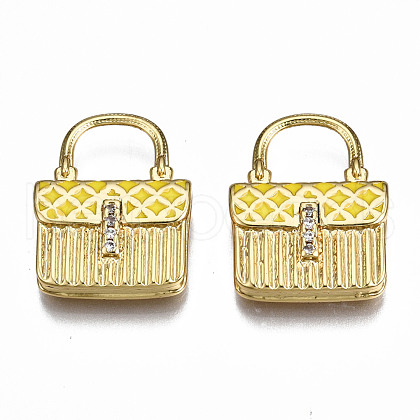 Brass Micro Pave Cubic Zirconia Enamel Pendants ZIRC-Q200-020D-NF-1