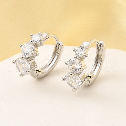 Brass Micro Pave Clear Cubic Zirconia Hoop Earrings EJEW-Z121-06P-1