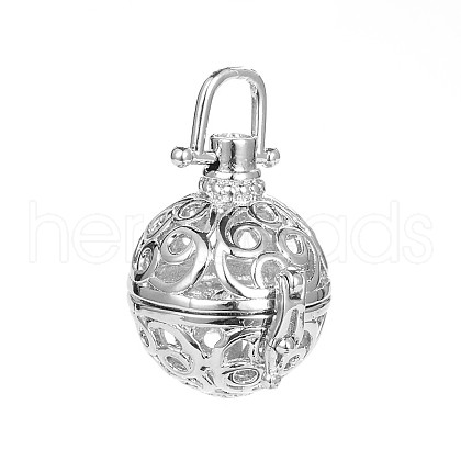 Trendy Hollow Brass Round Cage Pendants KK-F0299A-P-NR-1