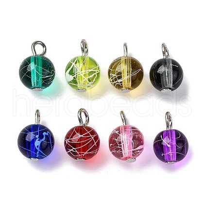 Drawbench Spray Painted Transparent Glass Charm PALLOY-JF03509-02-1