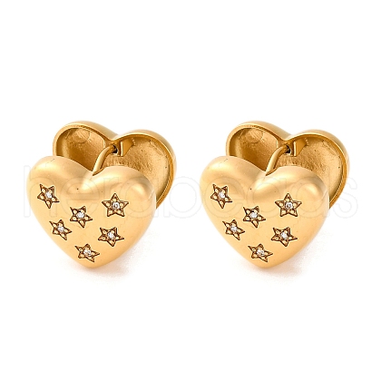PVD Vacuum Plating 304 Stainless Steel Clear Cubic Zirconia Hoop Earrings for Women EJEW-Z076-02G-05-1