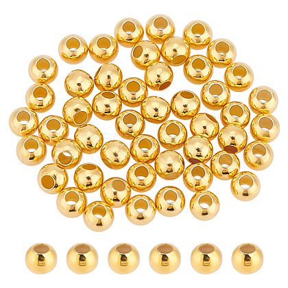 GOMAKERER 50Pcs Round 925 Sterling Silver Spacer Beads FIND-GO0002-64B-1