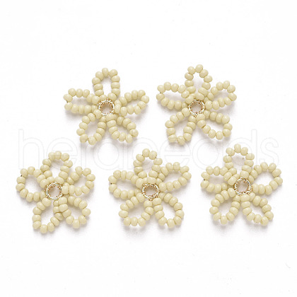 Glass Seed Beads Pendants FIND-R086-06B-1