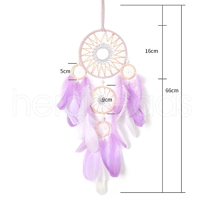 Iron Ring Woven Net/Web with Feather Wall Hanging Decoration PW-WG22057-01-1