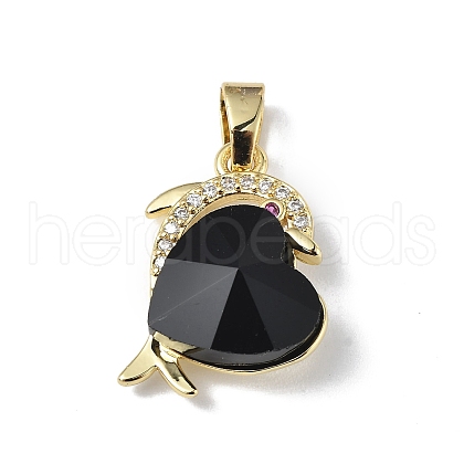 Real 18K Gold Plated Rack Plating Brass Micro Pave Clear Cubic Zirconia Pendants KK-C015-22G-16-1