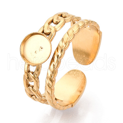 304 Stainless Steel Cuff Ring Components STAS-T066-32G-1