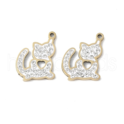 201 Stainless Steel Rhinestone Pendants STAS-V005-05G-01-1