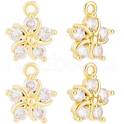 Beebeecraft 10Pcs Eco-Friendly Rack Plating Brass Micro Pave Clear Cubic Zirconia Charms KK-BBC0015-93-1