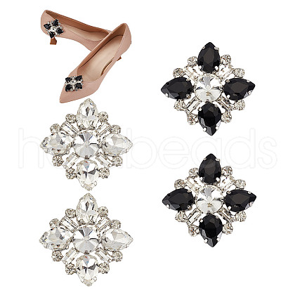 GOMAKERER 2 Pairs 2 Colors Glass Rhinestone Shoe Decorations AJEW-GO0001-88-1