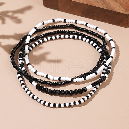 4Pcs 4 Styles Glass Seed Beads Stretch Bracelets for Women AS9138-1