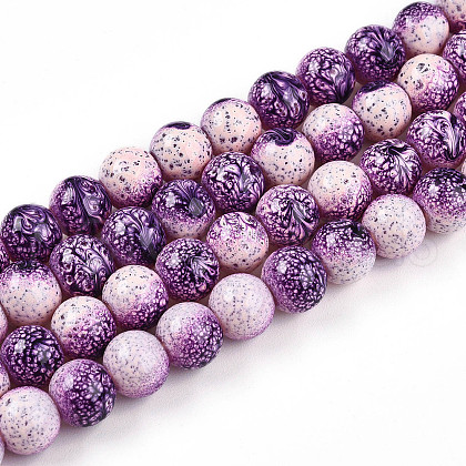 Transparent Baking Painted Glass Beads Strands DGLA-N009-8mm-04-1