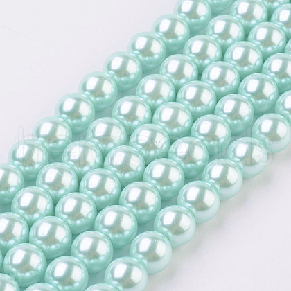 Eco-Friendly Glass Pearl Bead Strands X-HY-A008-8mm-RB034-1