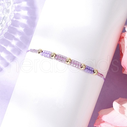 Glass Seed Beaded Braided Beads Bracelets BJEW-MZ00182-03-1