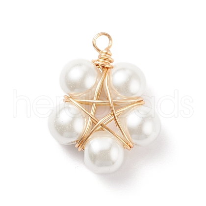 Glass Pearl Pendants PALLOY-JF01542-01-1