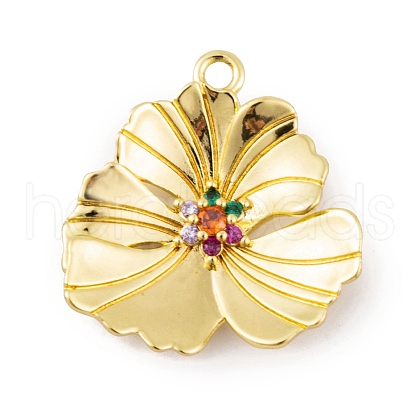 Rack Plating Brass Micro Pave Cubic Zirconia Pendants KK-K367-21G-02-1