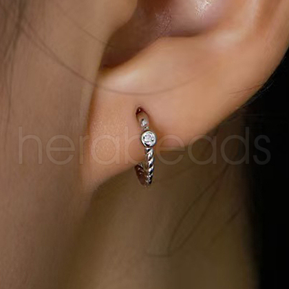 Elegant Vintage S925 Sterling Silver Hoop Earrings WG3298-2-1