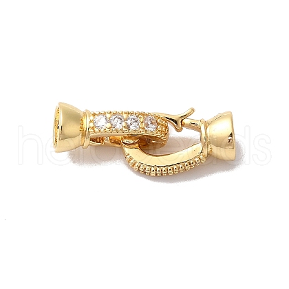 Brass Micro Pave Clear Cubic Zirconia Fold Over Clasps KK-H483-01G-1