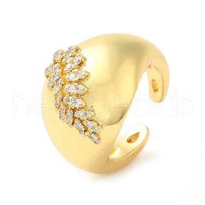 Brass Micro Pave Cubic Zirconia Cuff Rings RJEW-P102-13G-1